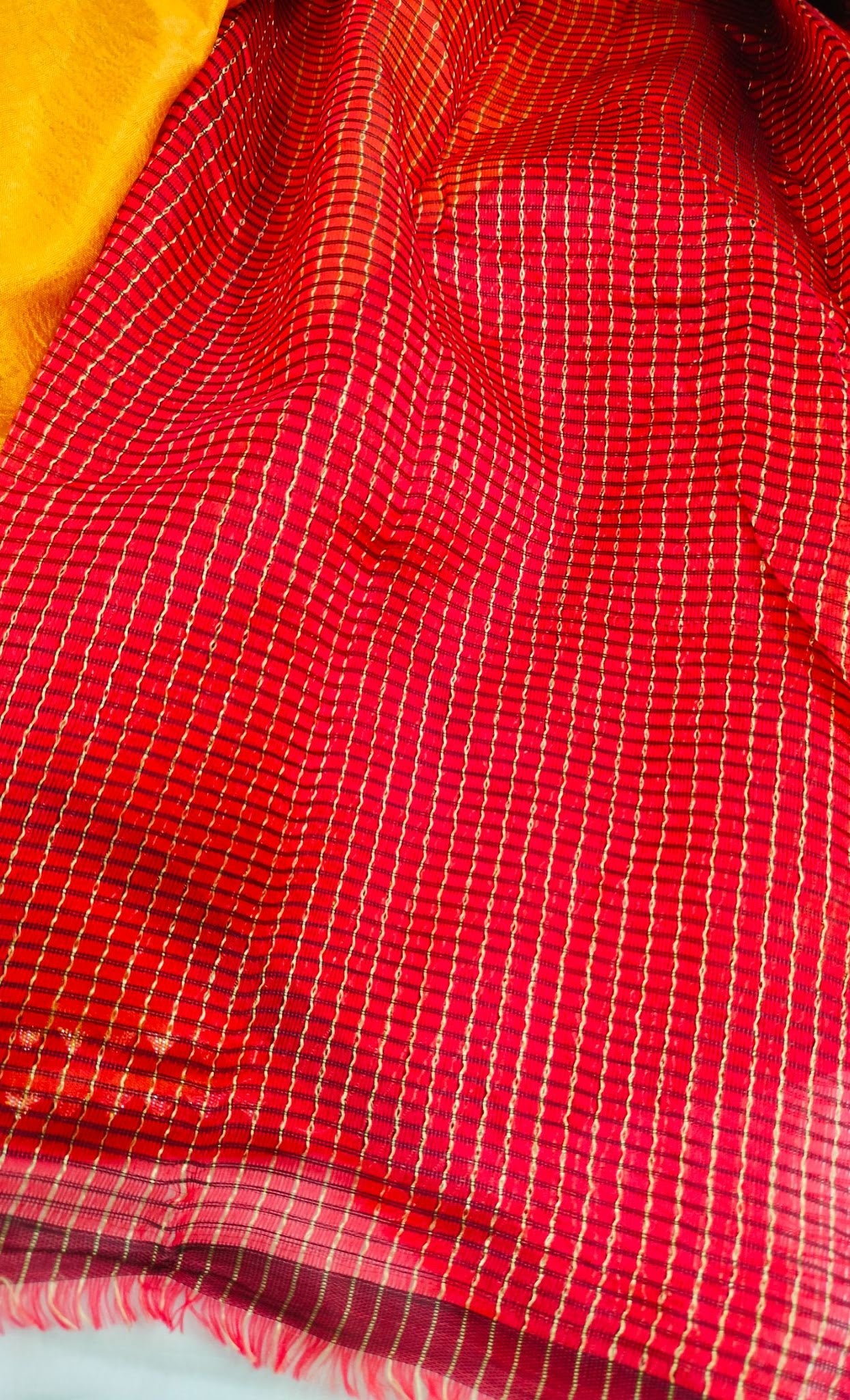 Yellow Vichitra Silk Saree For Women