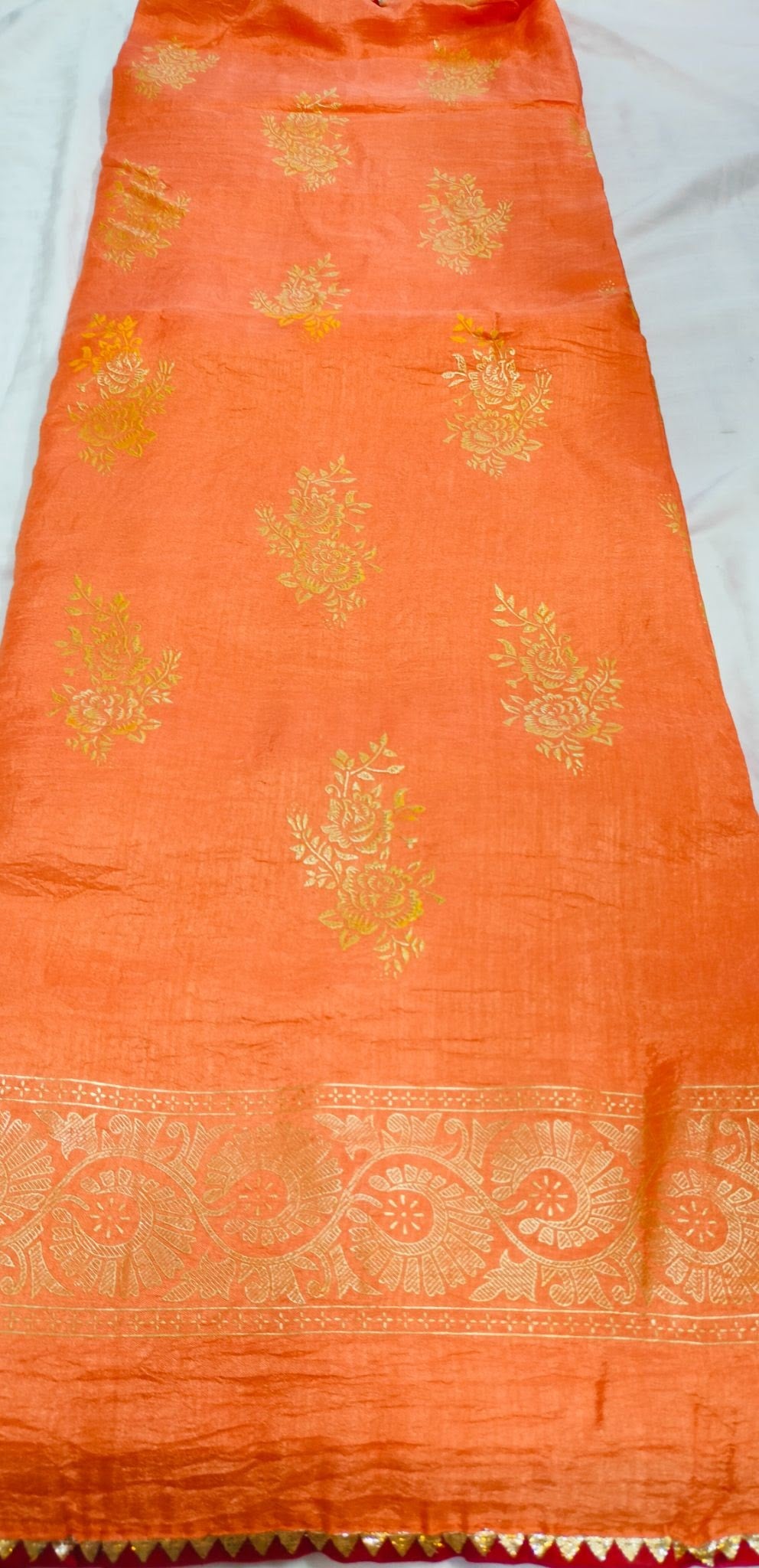 Orange Vichitra Silk Saree For Women