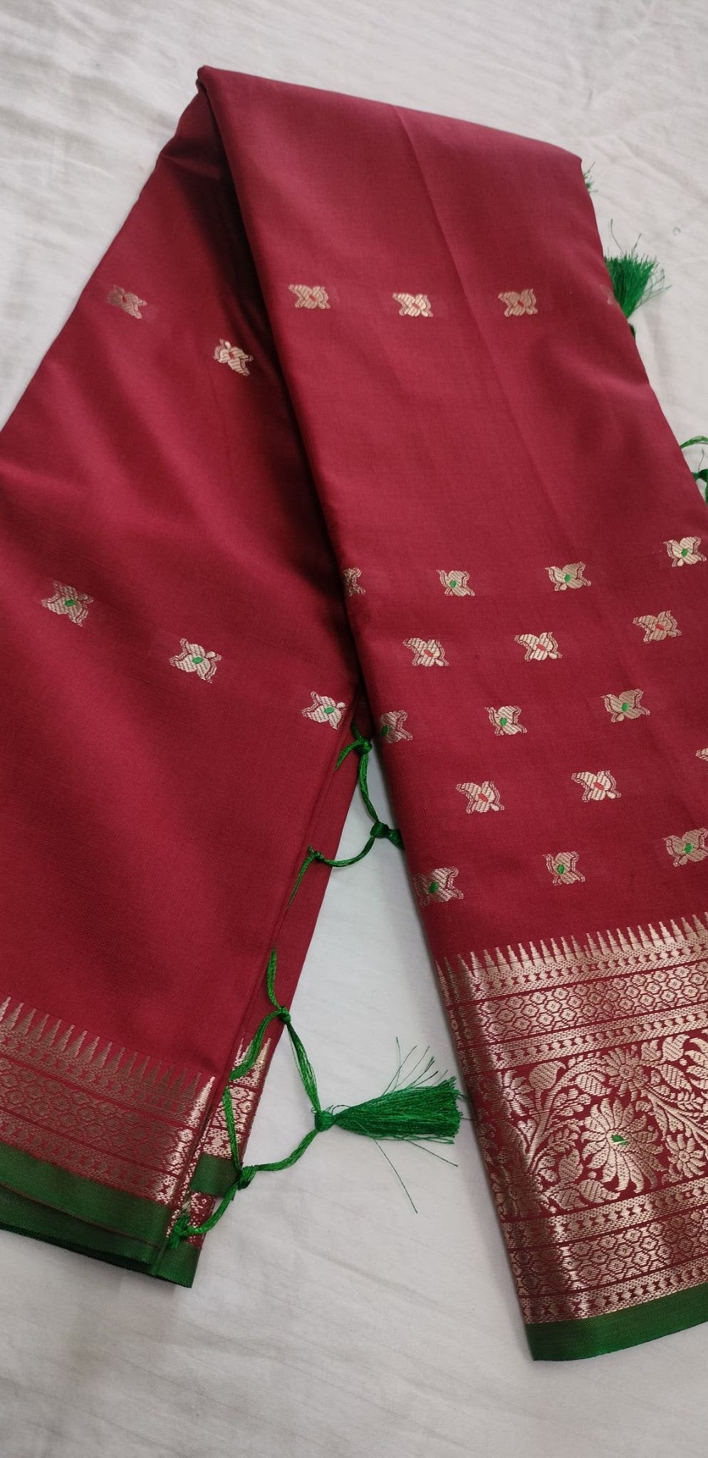 Wine Red Banarasi Silk Saree For Wedding