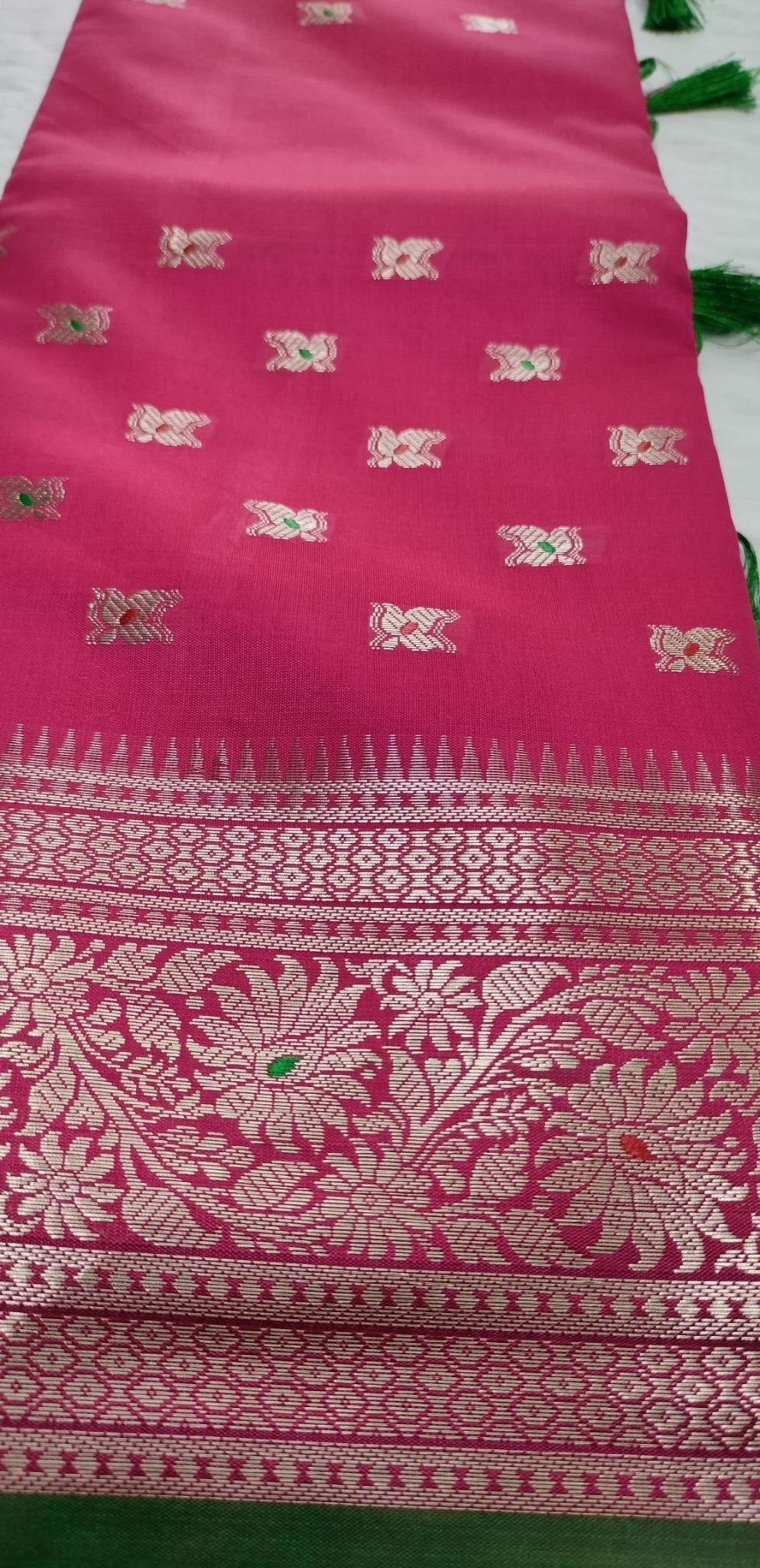 Magenta Pink Banarasi Silk Saree For Wedding