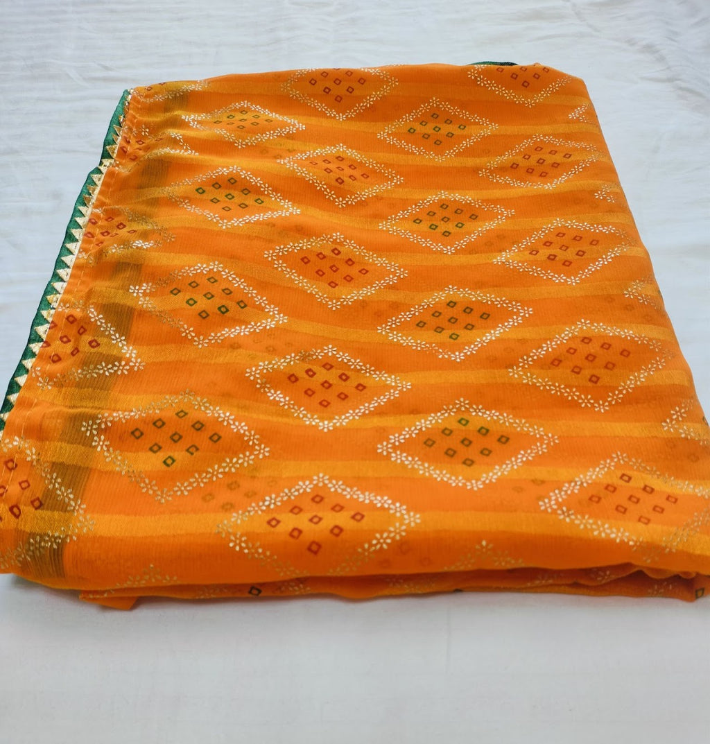 Yellow Pure Chiffon Saree For Women