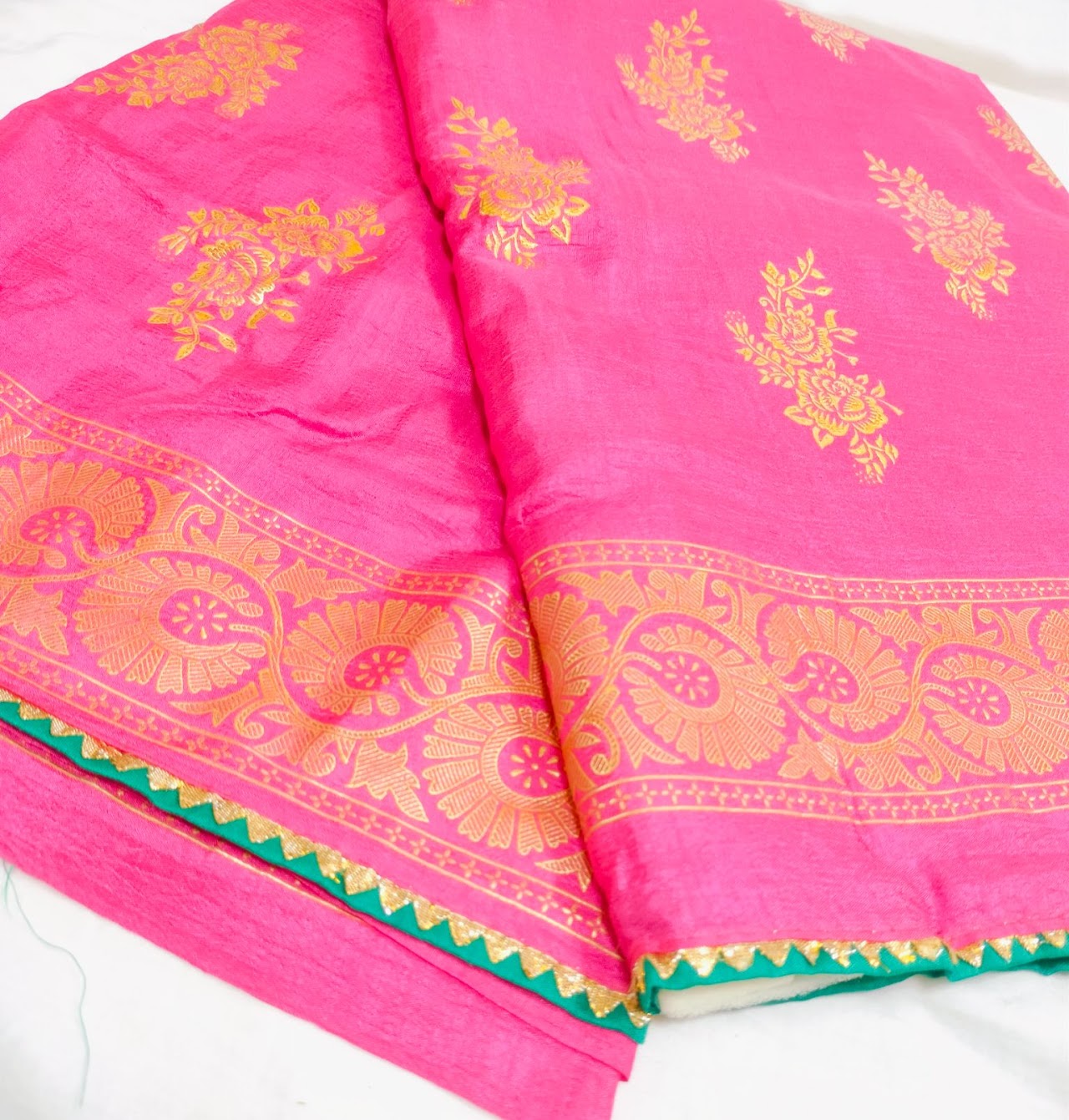 Peony Pink Vichitra Silk Saree For Women