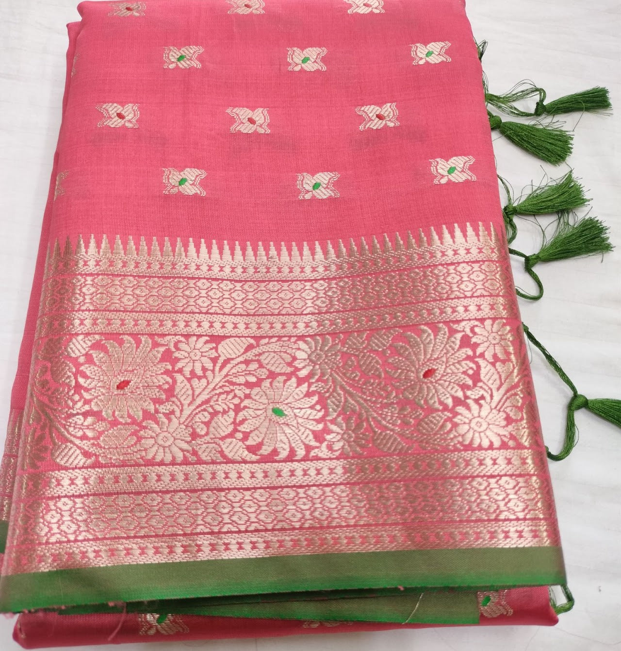 Rose Pink Banarasi Silk Saree