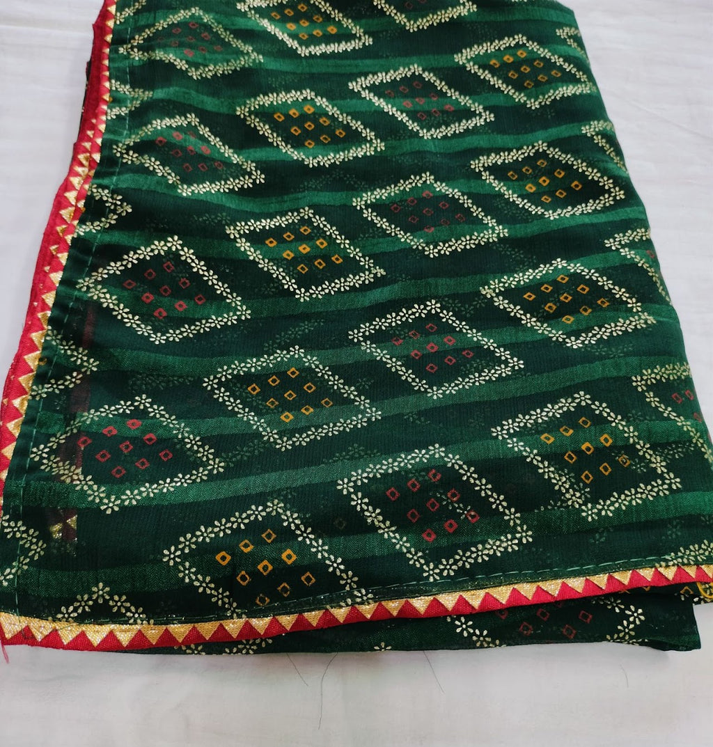 Green Pure Chiffon Saree For Women