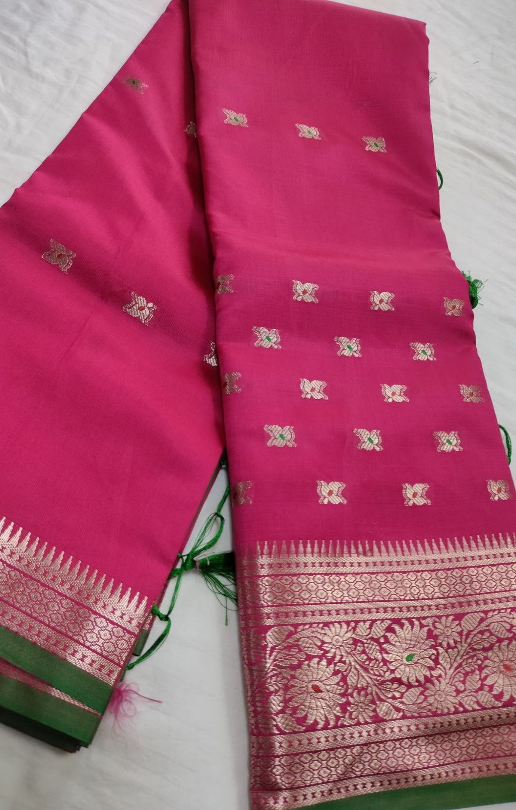 Magenta Pink Banarasi Silk Saree For Wedding
