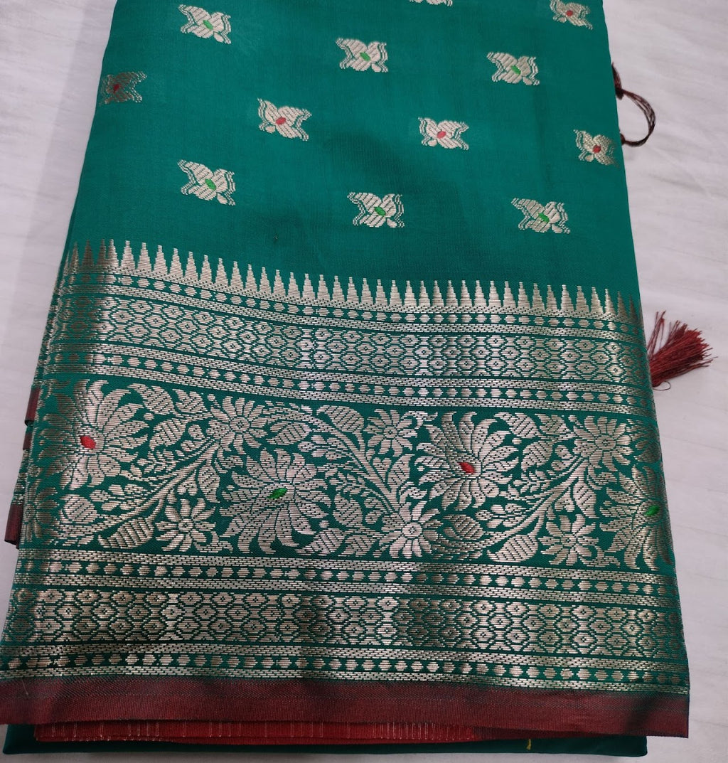 Teal Green Banarasi Silk Saree