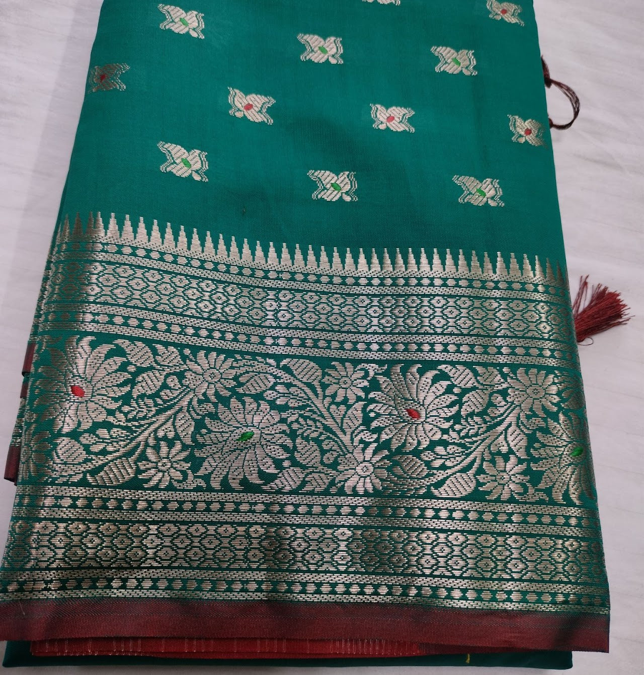 Teal Green Banarasi Silk Saree