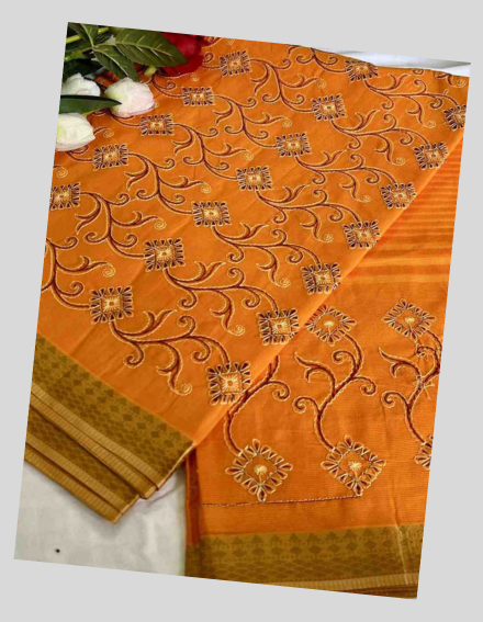 Yellow Cotton Saree For Women