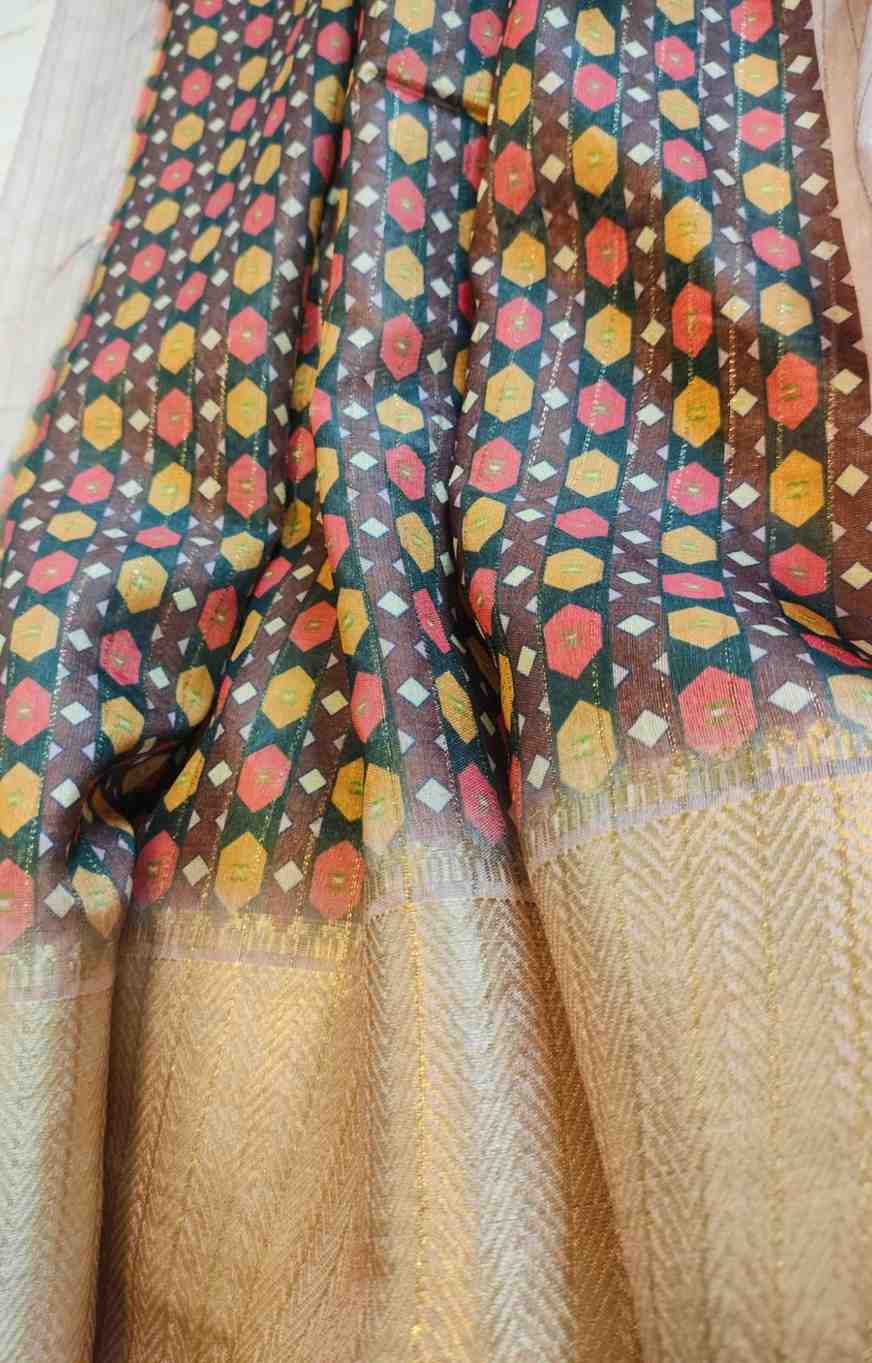 Pastel Pink Floral Print Saree For Women