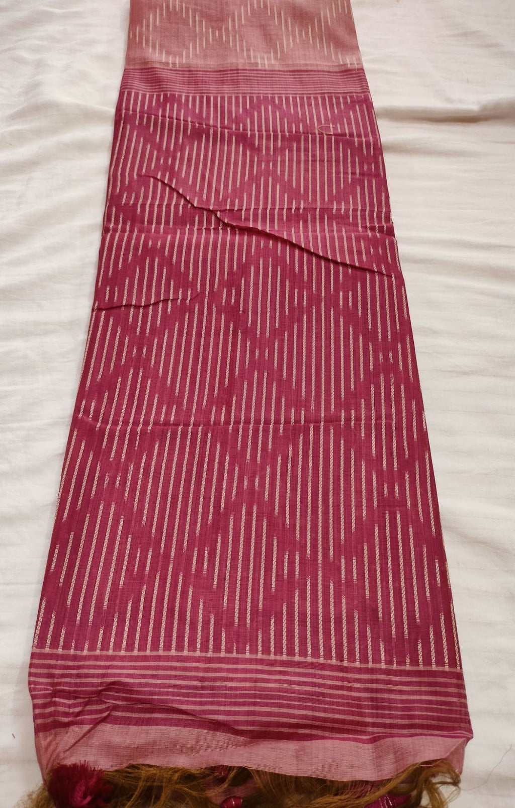 Pink Cherry Cotton Saree For Women