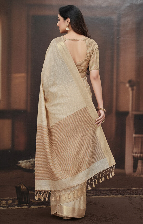 Brown Cherry Cotton Saree For Women