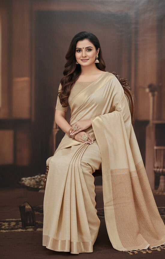 Brown Cherry Cotton Saree For Women