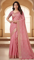 Pink Cherry Cotton Saree For Women