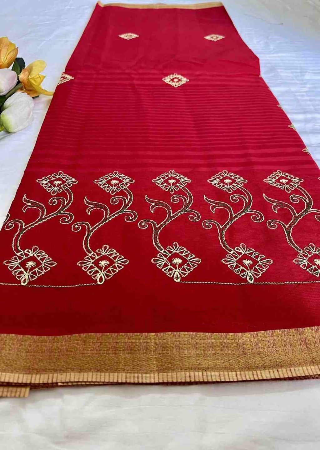 Red Cotton Saree For Women