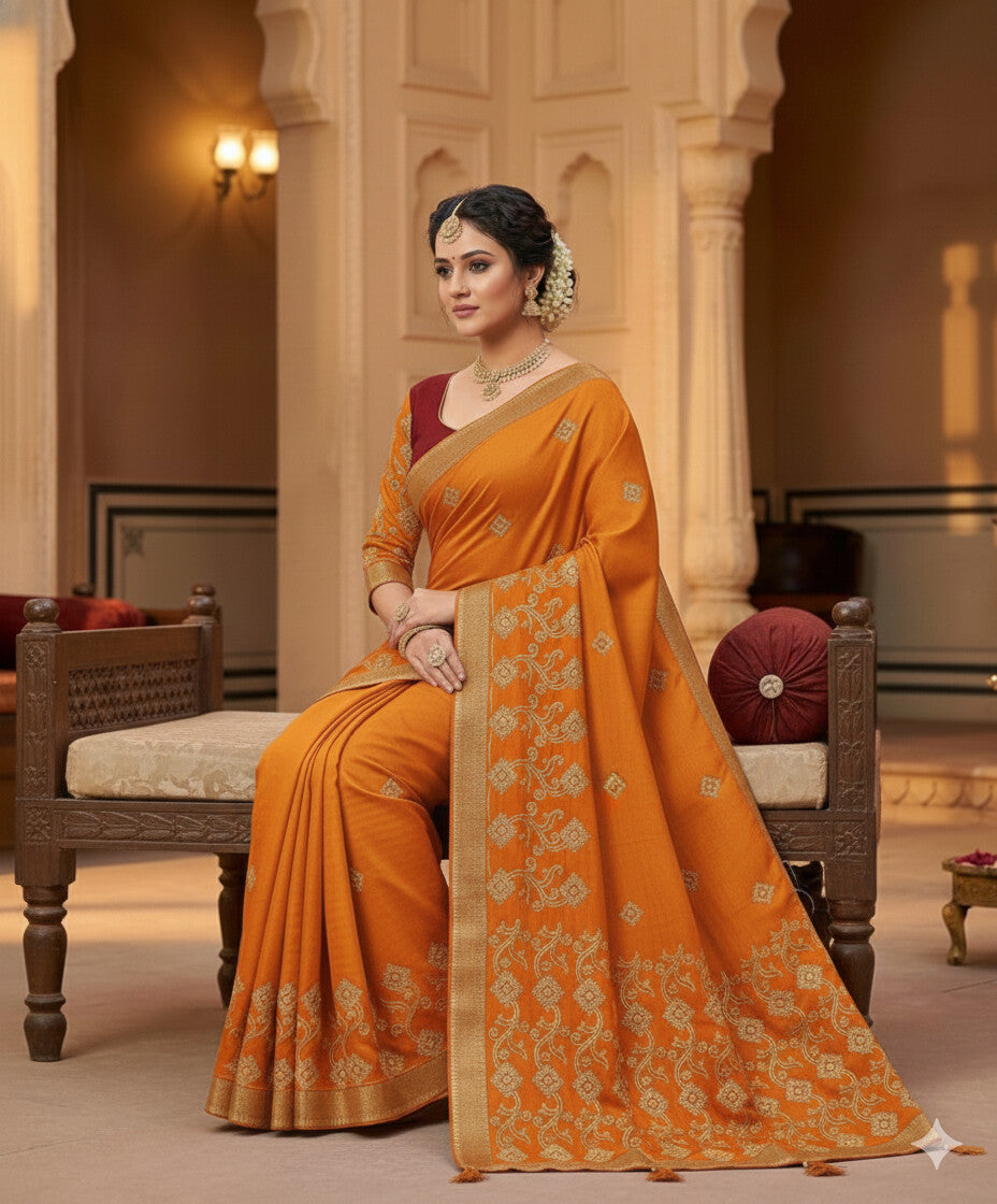 Yellow Cotton Saree For Women