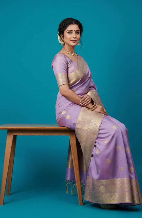 Lavender Bangalore Silk Saree For Wedding